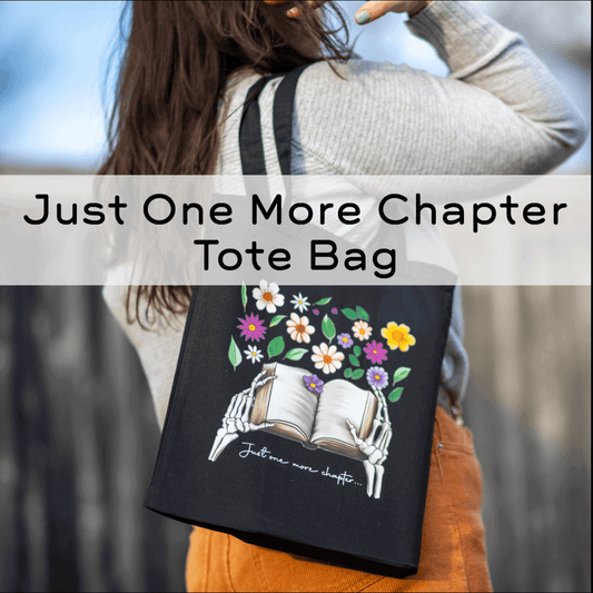 Just One More Chapter Skeleton Canvas Tote