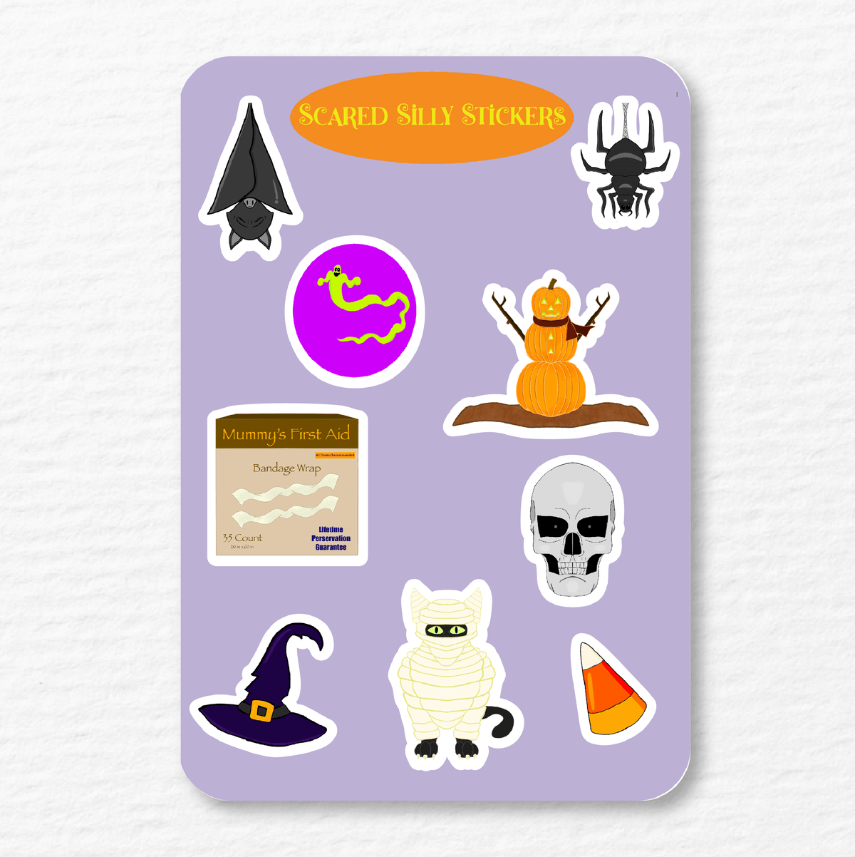 Scaed Sticker Scared Silly Halloween Sticker Sheet – The Artful Astronaut LLC