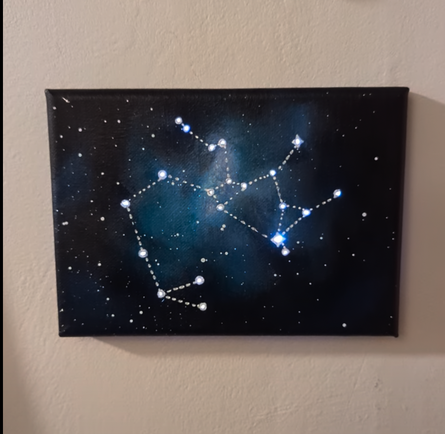 Canvas print of a star constellation on a dark blue background