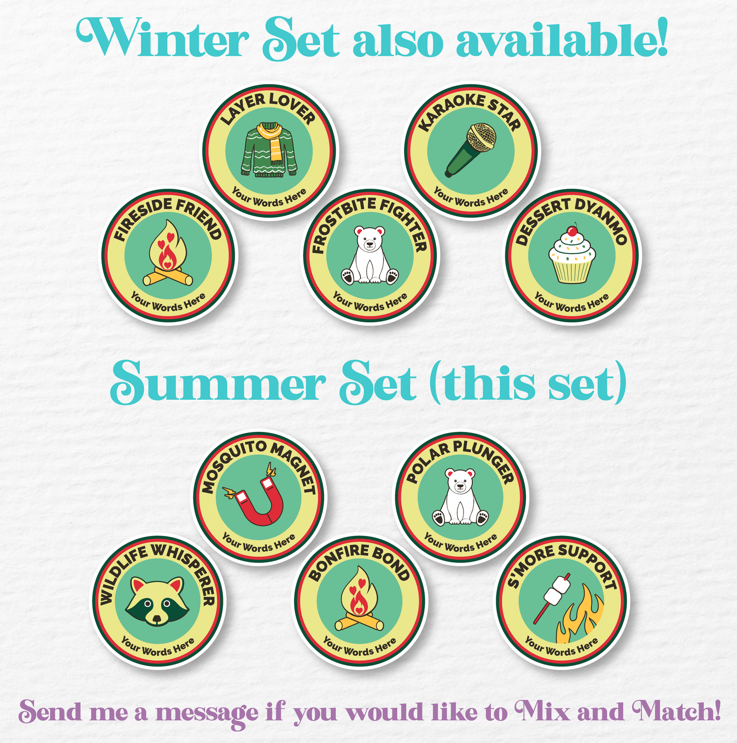 Personalized Summer Merit Badge Stickers