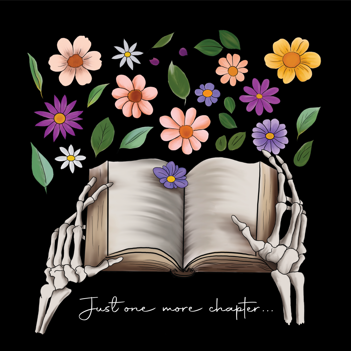 Just One More Chapter Skeleton Canvas Tote